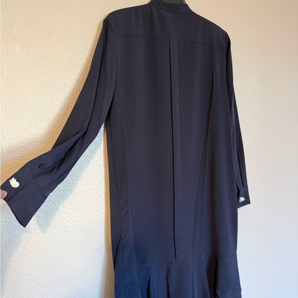 NWT Tory Burch Jane Ruffle Crepe Shirt Dress, Navy Blue, Luxury, size 12 - Picture 10 of 10